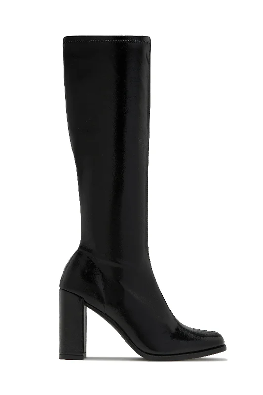 Sporty Casual Shoes Rylee Block Heel Knee High Boots - Black