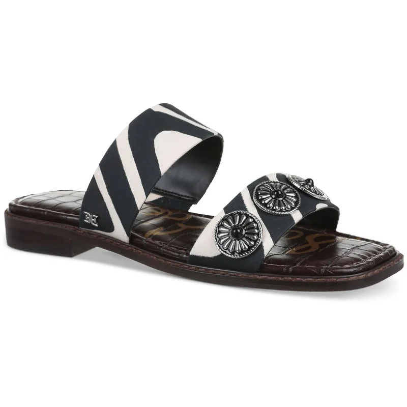 Streetwear Casual Shoes Sam Edelman Womens HERA Zebra Print Open Toe Slide Sandals