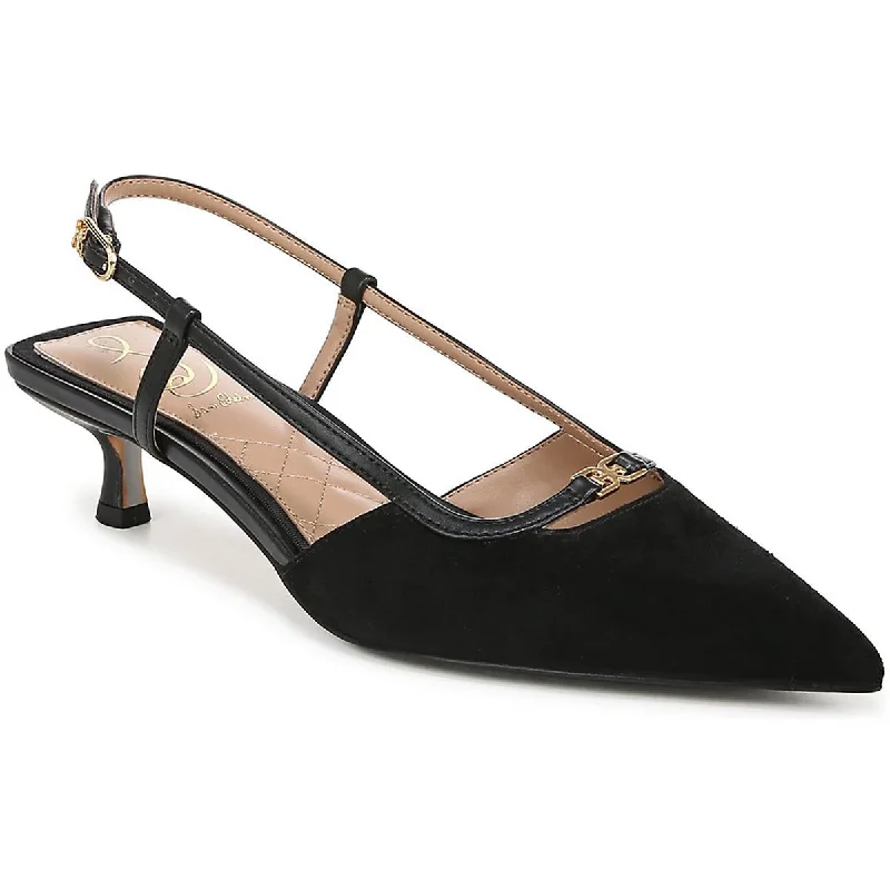 Flexible Street Sneakers Sam Edelman Womens Toni Faux Suede Pointed Toe Slingback Heels