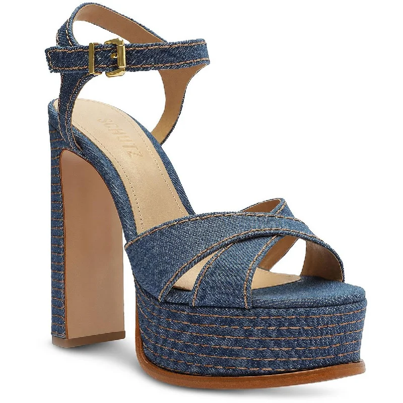 Sleek Walking Shoes Schutz Womens KEEFA Comfort Insole Ankle Strap Block Heel
