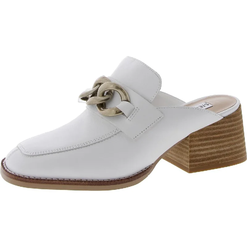 Ultra-Soft Cushion Shoes Steve Madden Womens Lorie Leather Block Heel Mules