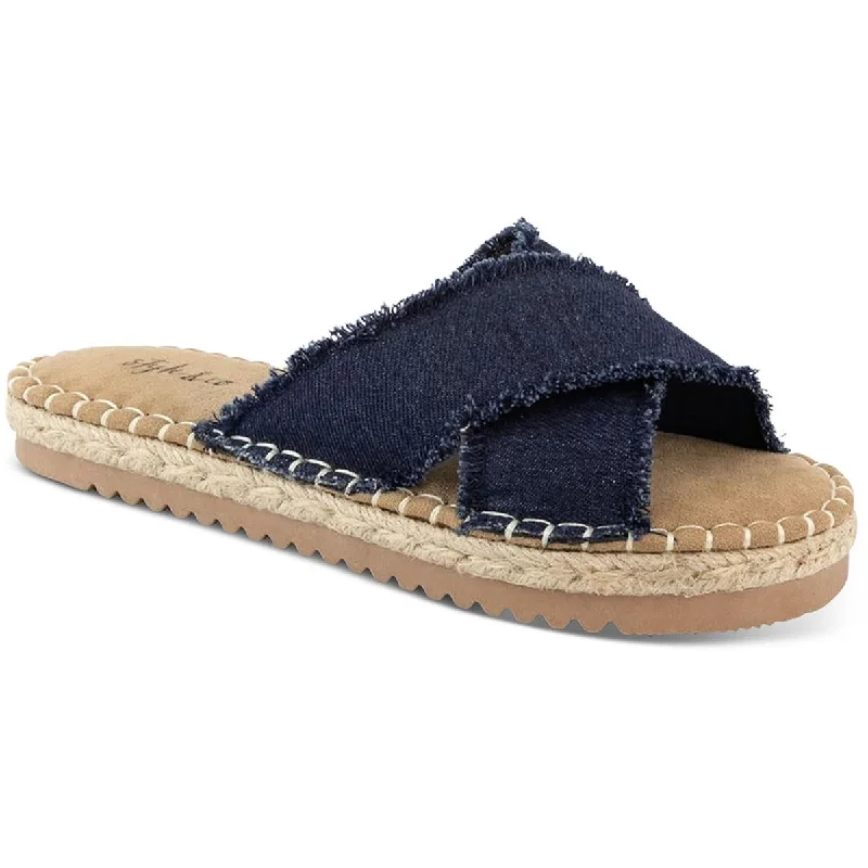Comfy Lightweight Sneakers Style & Co. Womens Kelt  Denim Criss-Cross Front Slide Sandals