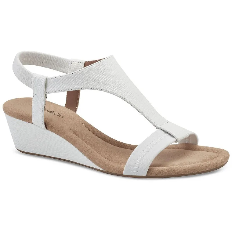 Lightweight Sport Sneakers Style & Co. Womens VACANZA Faux Leather Open Toe Wedge Sandals