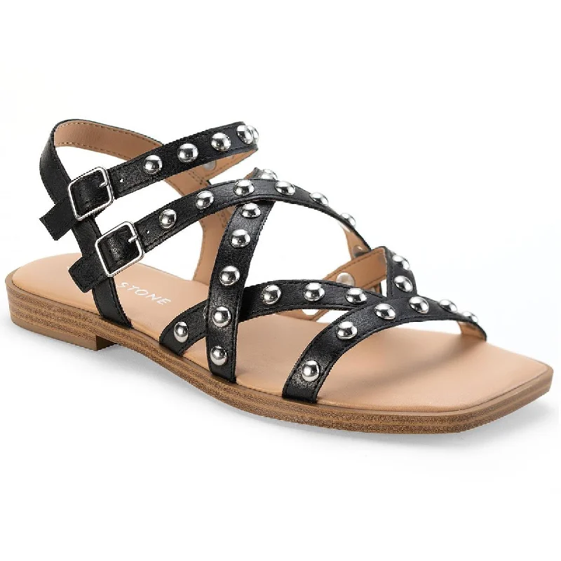 Comfy Running Shoes Sun + Stone Womens Faux Leather Studded Gladiator Sandals