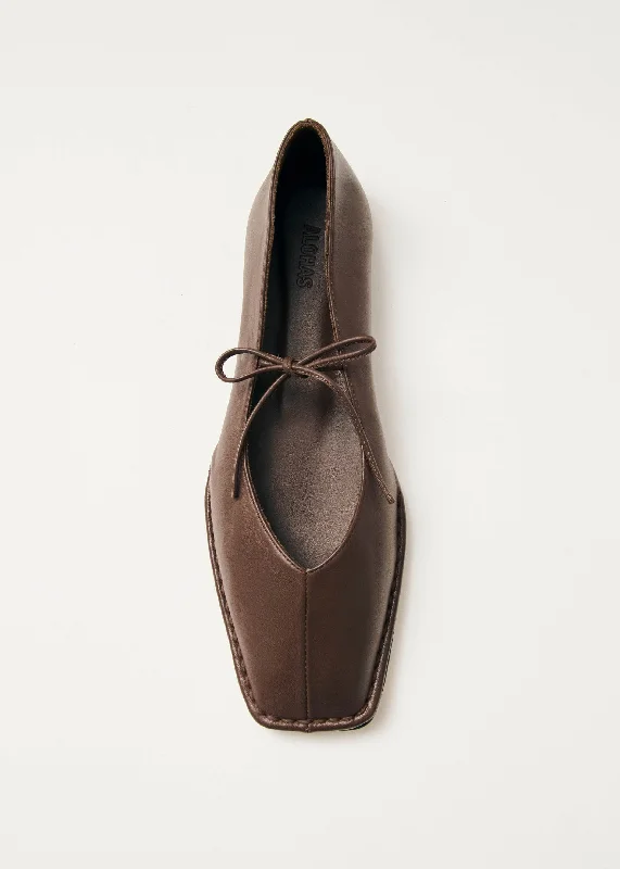 Breathable Loafers Sway Chestnut Brown Leather Ballet Flats