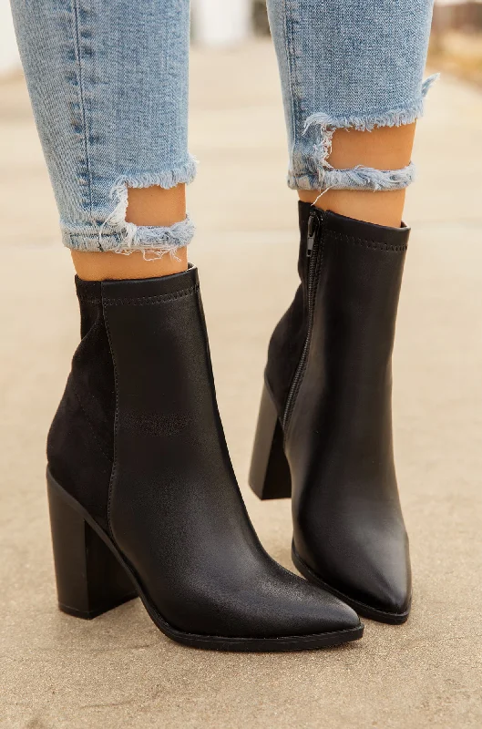 Classic Casual Sneakers Triumph Block Heel Ankle Boots - Black