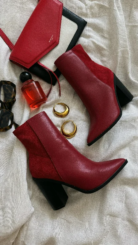 Fashion Slip-On Sneakers Triumph Block Heel Ankle Boots - Red