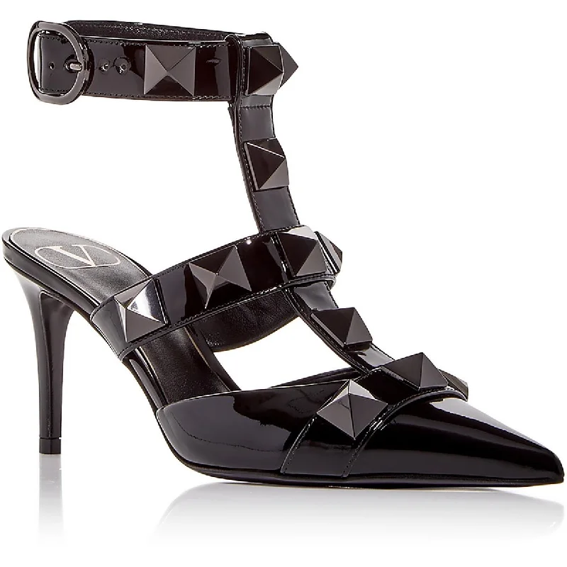 Cozy Foam Shoes Valentino Womens Leather Studded T-Strap Heels