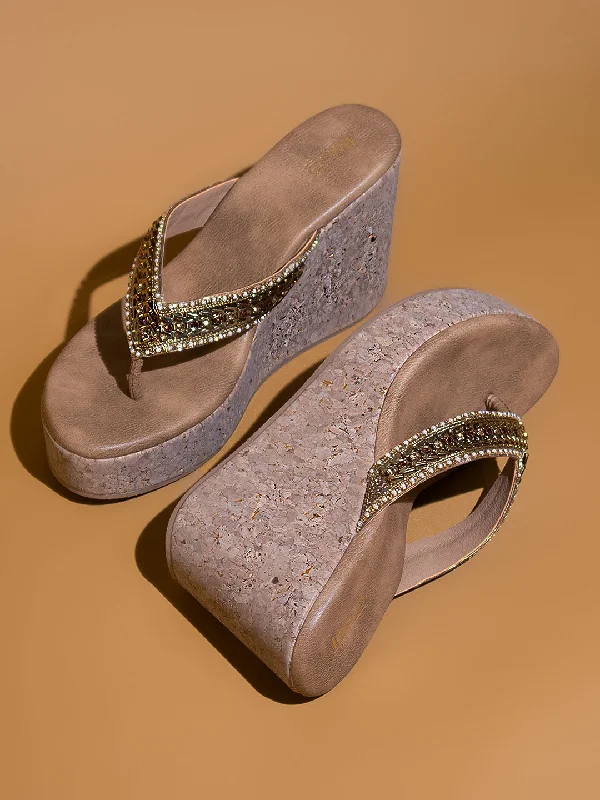 All-Day Cushioned Shoes Women Antique Ethnic Embellished Wedges Heels
