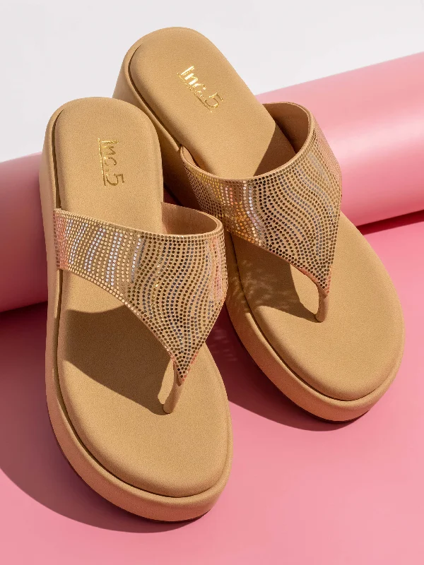 Lightweight Cushion Sneakers Women Beige Embellished Open Toe Wedge Heels
