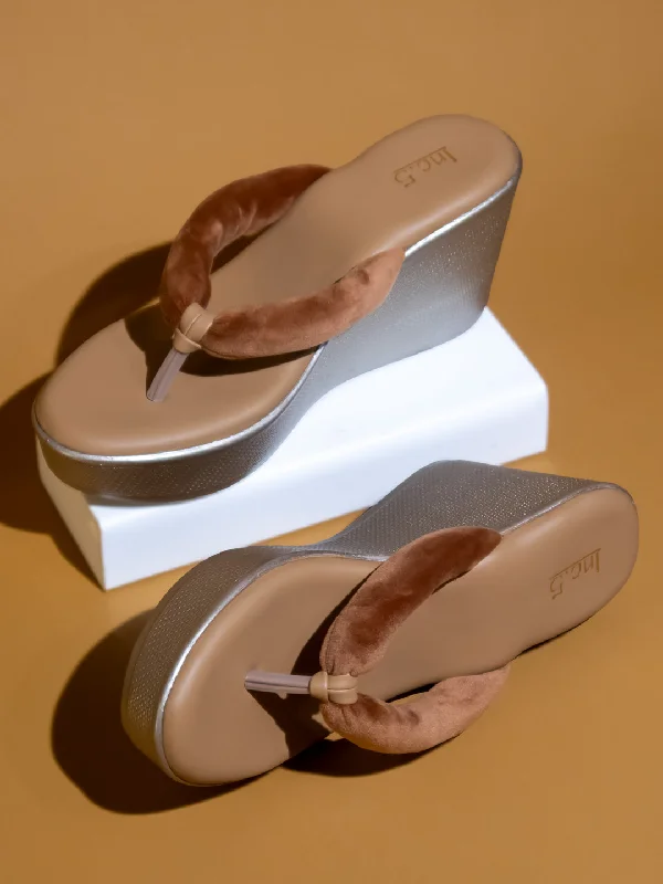 Comfy Lightweight Sneakers Women Beige Embellished Party Wedges