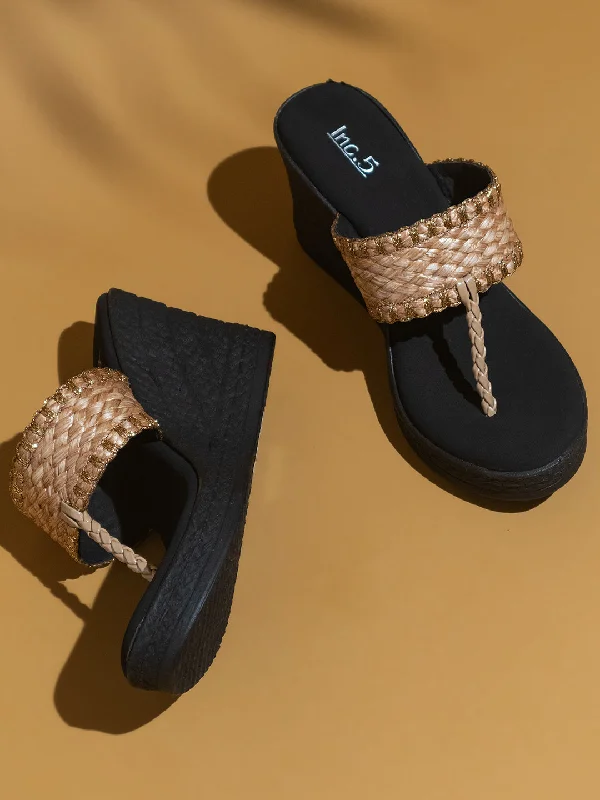 Cloud-Like Sneakers Women Beige Textured Open Toe Wedges