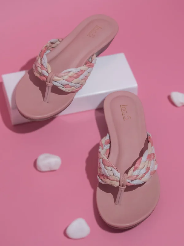 Lightweight Everyday Sneakers Women Peach Textured Wedge Heels