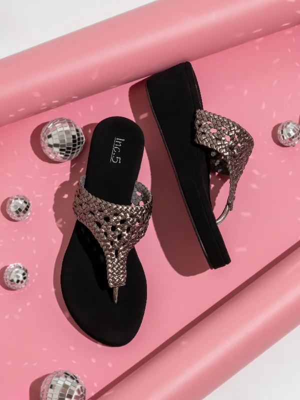 Flexible Street Sneakers Women Pewter Embellished Textured Wedge Heels