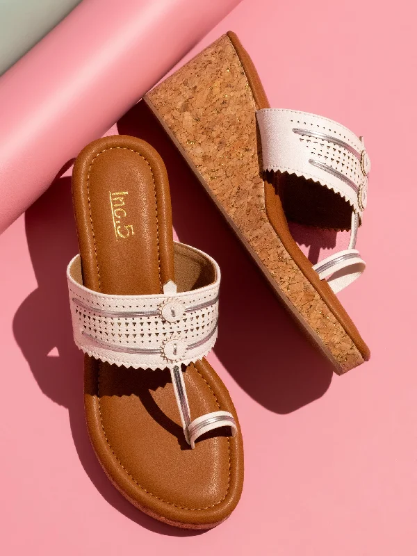 Active Wear Sneakers Women White Embellished One Toe Wedge Heels