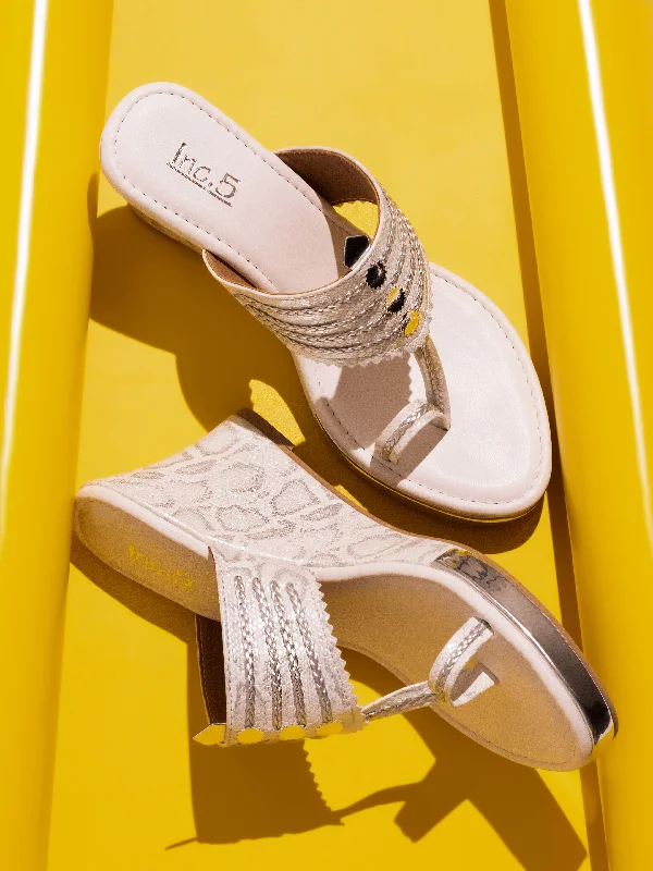 Cloud Comfort Shoes Women White Ethnic design Wedge Sandals
