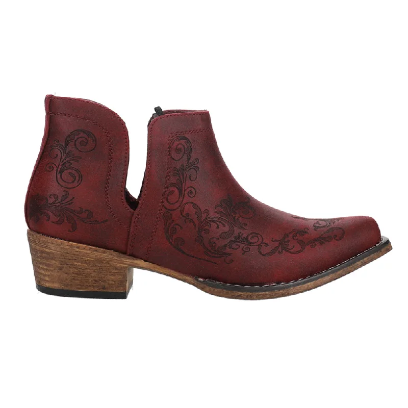 Breathable Lightweight Shoes Ava Paisley Embossed Snip Toe Cowboy Booties