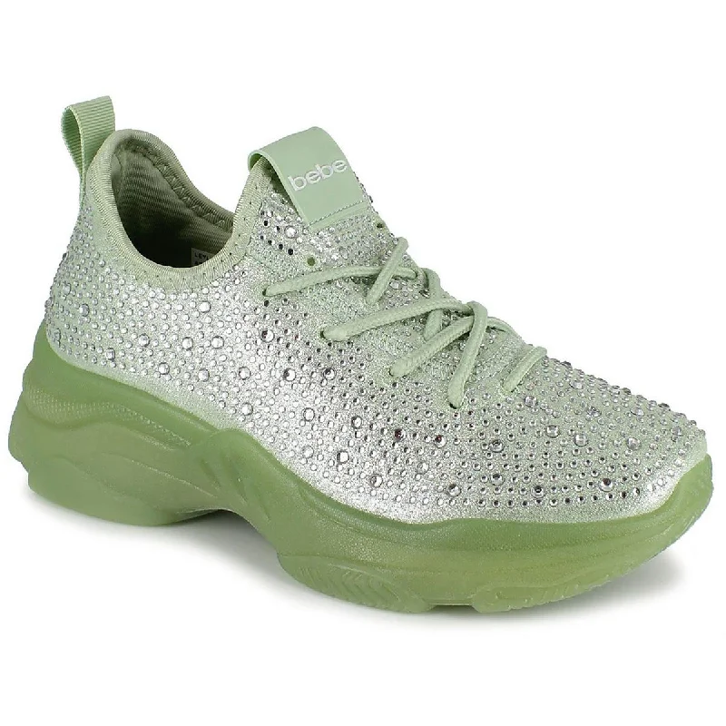 Comfy Lightweight Sneakers Bebe Sport Womens Leyla Rhinestone Reinforced Ankle Casual and Fashion Sneakers