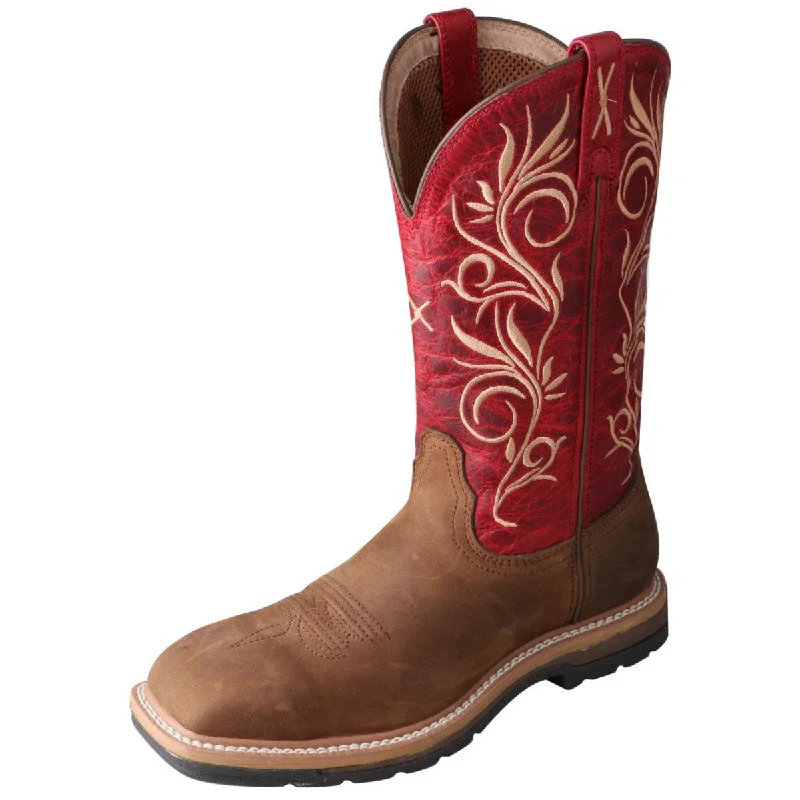 Cloud Comfort Shoes Twisted X Women's Bomber/Red 11" Steel Toe Work Boot