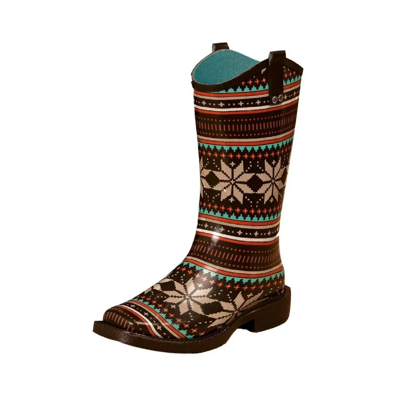 Slip-Resistant Casual Shoes Blazin Roxx Chocolate/Turquoise Rubber Boots