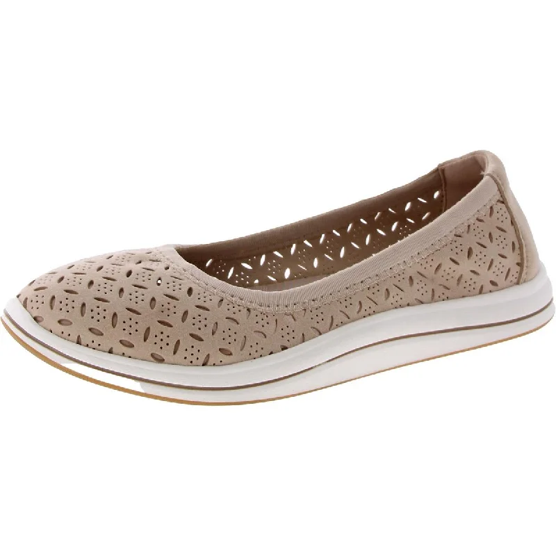 Sleek Walking Shoes Cloudsteppers by Clarks Womens Suede Lifestyle Slip-On Sneakers