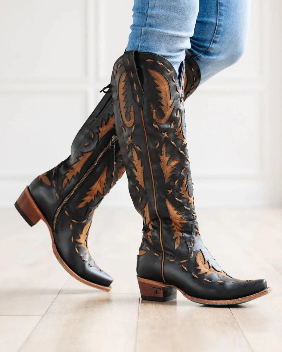 Ultra-Stretch Sneakers Lane Boots Women’s Jet Black and Caramel Reverie Tall Cowgirl Boots LB0495D Ultra-Stretch Sneakers Lane Boots Women’s Jet Black and Caramel Reverie Tall Cowgirl Boots LB0495D