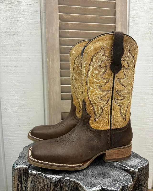 Fashion Casual Sneakers Laredo Women's Delaney Dark Brown & Bone Square Toe Cowgirl Boots 5946