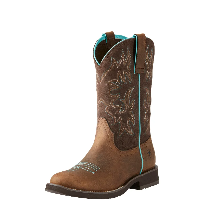Non-Skid Sneakers Ariat Women's Distressed Brown Delilah Round Toe Boot