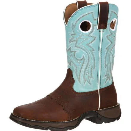 Fashionable Loafers Durango Women's Brown and Powder Blue Square Toe