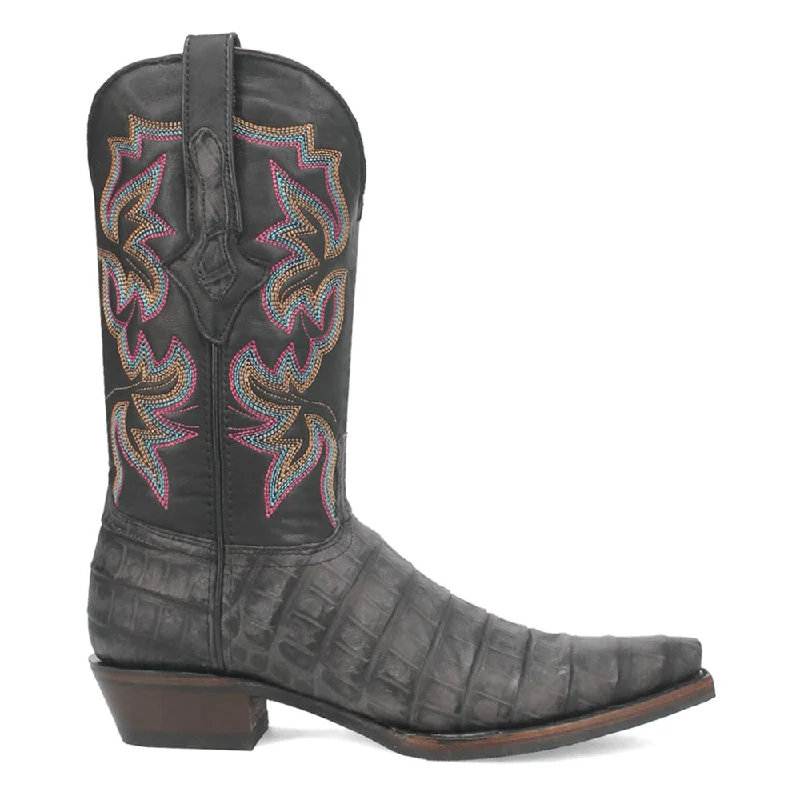 Soft Leather Shoes Gator Embroidered Alligator Print Snip Toe Cowboy Boots