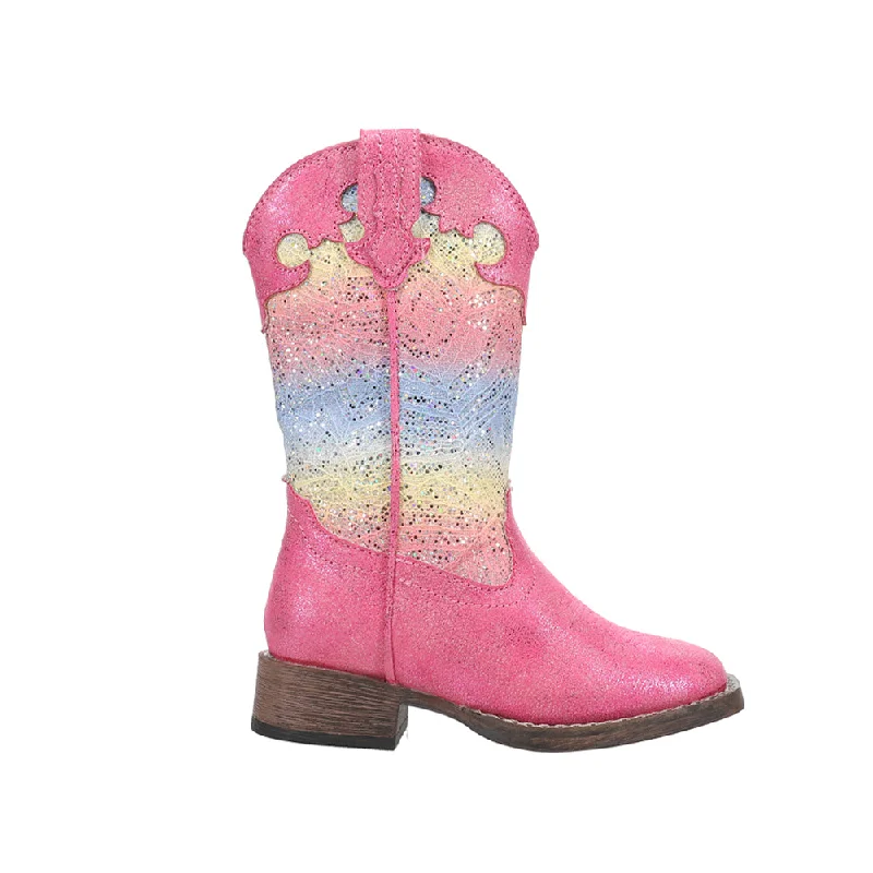 Anti-Slip Running Shoes Glitter Lace Square Toe Cowboy Boots (Little Kid-Big Kid)