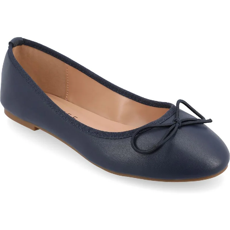 Fashionable Street Sneakers Journee Collection Womens Faux Leather Bow Ballet Flats