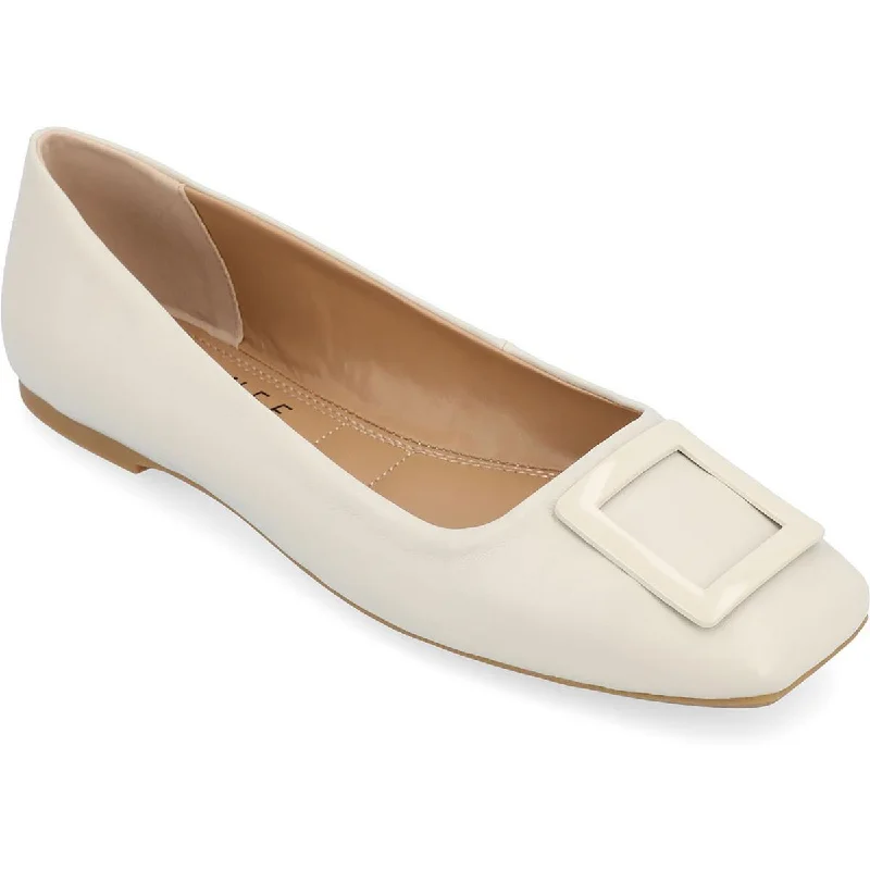 Durable Everyday Shoes Journee Collection Womens Faux Leather Embellished Ballet Flats