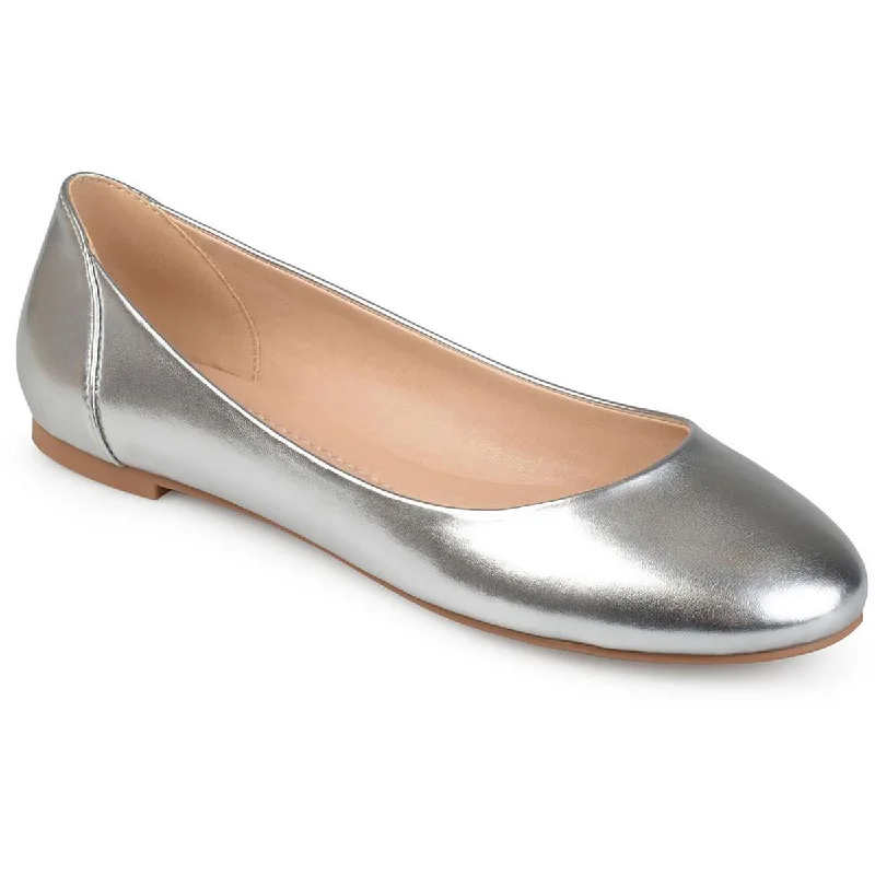 Sporty Slip-On Sneakers Journee Collection Womens Metallic Round Toe Ballet Flats