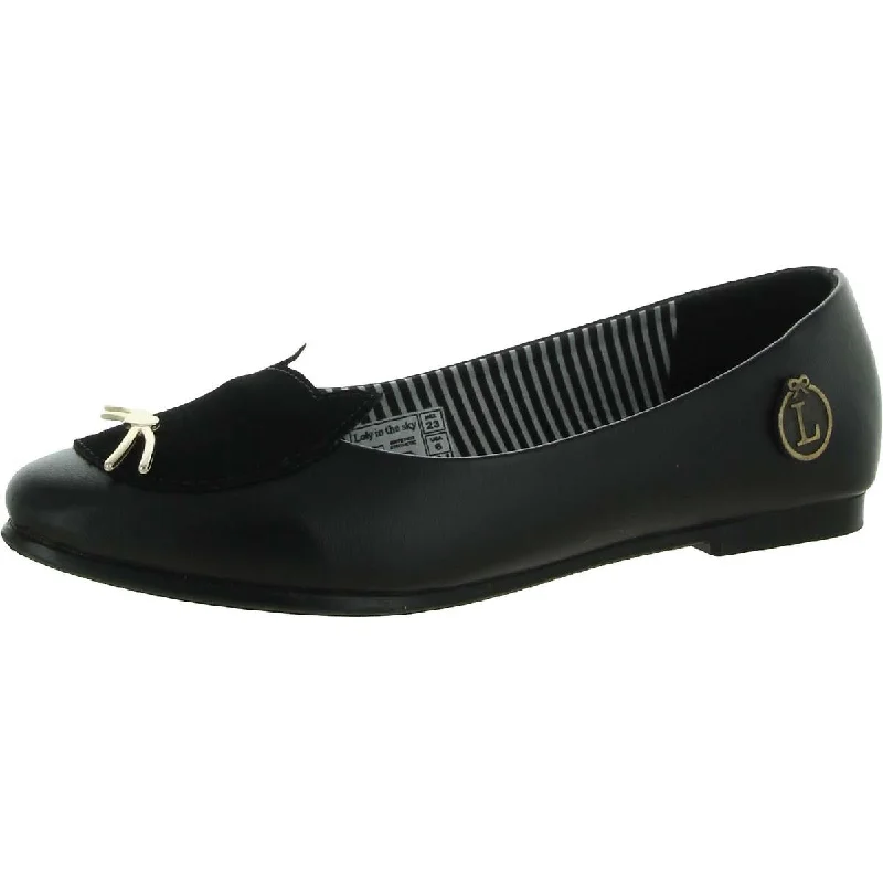 Lightweight Everyday Sneakers Loly in the Sky Womens Black Kitty Solid Slip On Loafers