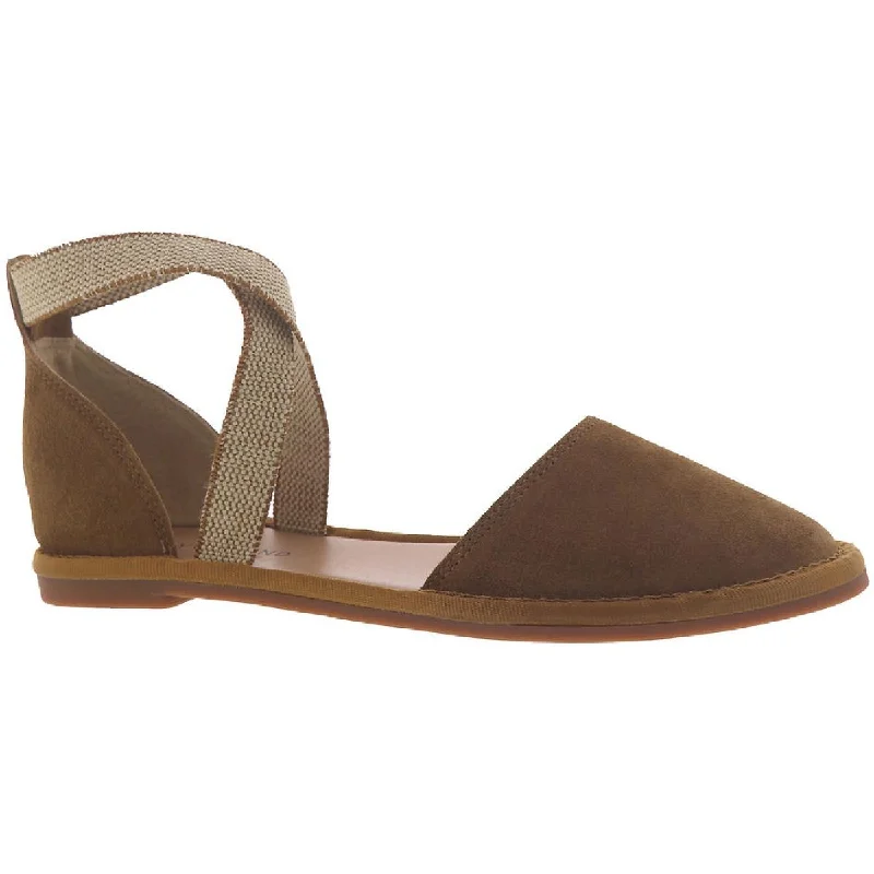 Breathable Loafers Lucky Brand Womens Atlyi Suede Ankle Strap Flats