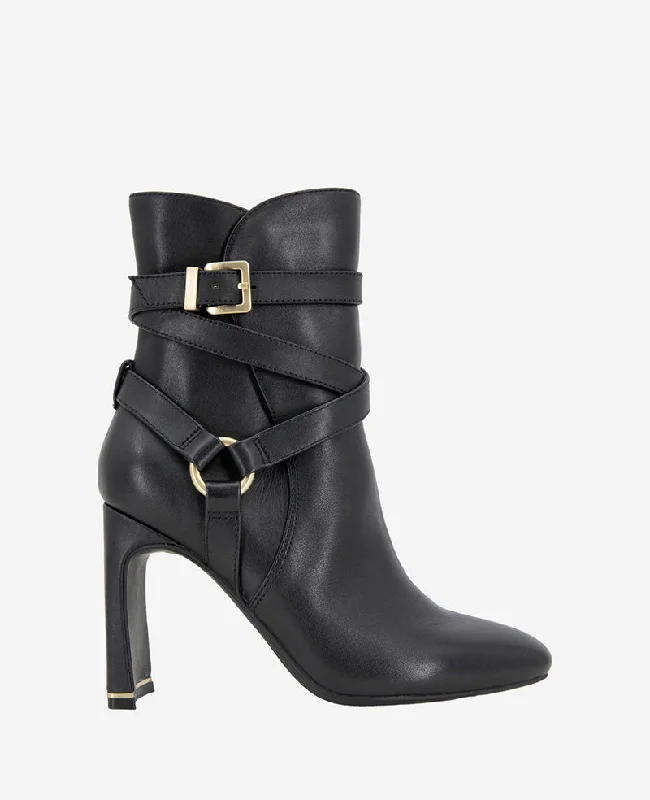 Slip-Resistant Casual Shoes Nellie Leather Buckle Heel Bootie