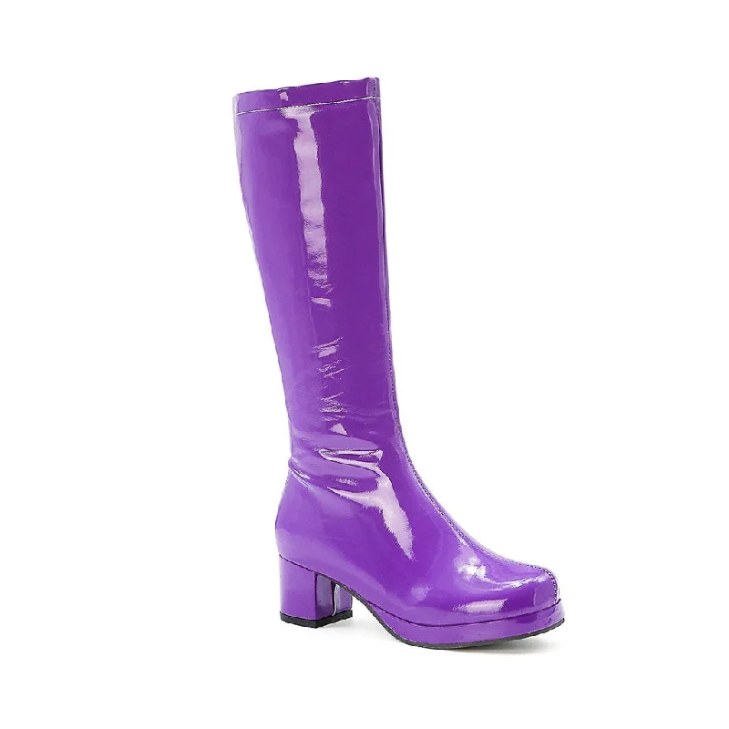 Cozy Memory Foam Shoes Polished Round Toe Platform Chunky Heel Mid Calf Boots - Purple Cozy Memory Foam Shoes Polished Round Toe Platform Chunky Heel Mid Calf Boots - Purple