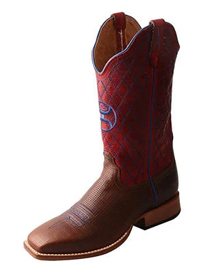 Fashionable Loafers Hooey Women's Red and Brown Diamond Stitch Boots
