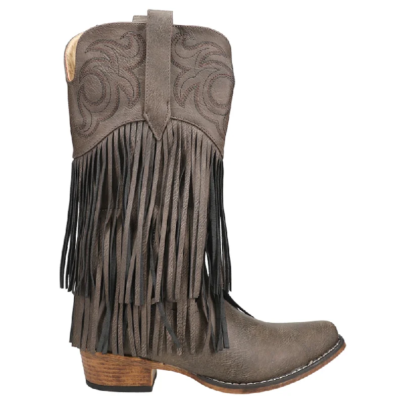Airy Walking Shoes Rickrack Embroidery Fringe Snip Toe Cowboy Boots