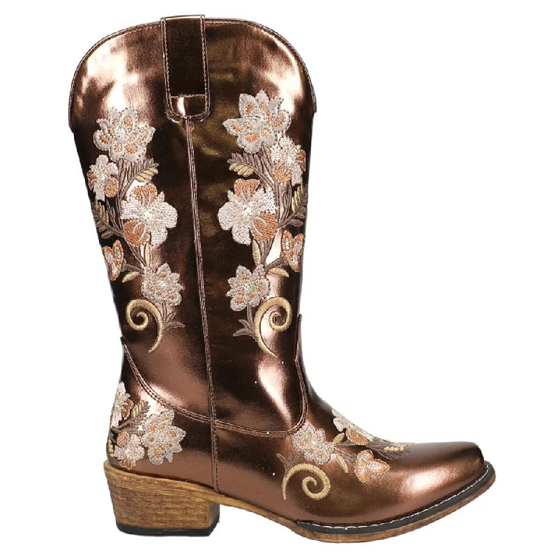 Ergonomic Casual Sneakers Riley Metallic Floral Snip Toe Cowboy Boots