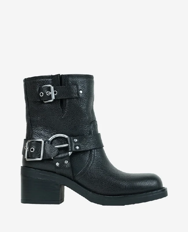 Soft Leather Shoes Stride Leather Buckle Moto Boots