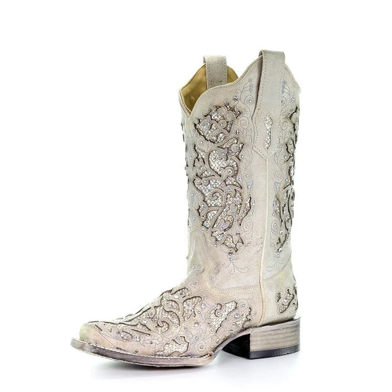 Relaxed Fit Sneakers Corral White Glitter Inlay Boots
