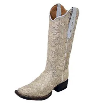 Cushion Foam Sneakers Tanner Mark Women's Beige Shimmer Lace Square Toe Boots